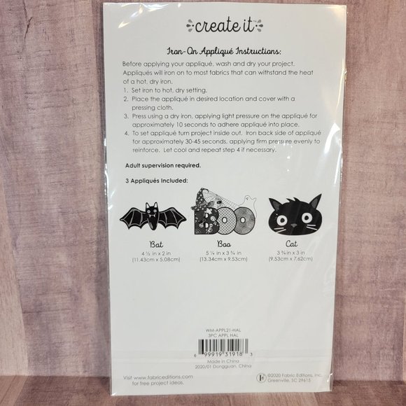 NEW Create It Iron On Appliques Halloween Boo Cat Bat Spider Crafts Upcycle - Picture 2 of 5